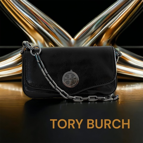 TORY BURCH new black textured leather mini bag clutch NEW TAG Mother’s Day gift - Picture 1 of 10